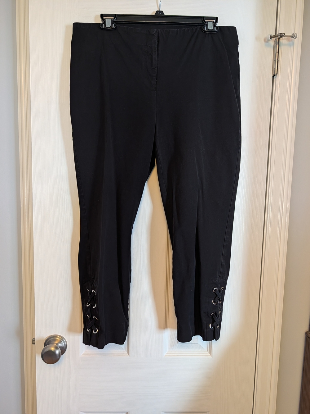 Black Afani Lace-Up Ankle Capri Pants - Womens
